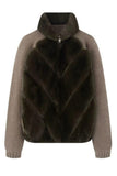 Faux Fur Collar Knit Zip-Up Jacket