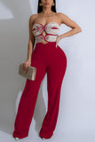 Strapless Jumpsuit with Geometric Design