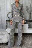 Plaid Double-Breasted Blazer Pants Set