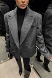 Double-Breasted Notched Lapel Blazer