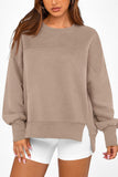 Crew Neck Side Slit Pullover