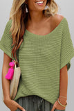 Open Knit Scoop Neck Short Sleeve Sweater