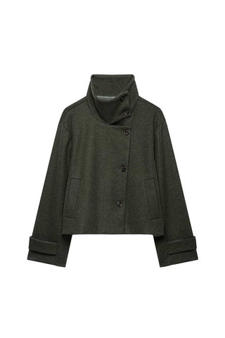 Stand-Collar Button-Front Jacket