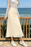 High-Waist Side-Slit Midi Skirt