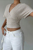Striped Wrap-Front T-Shirt