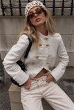 Button Double-Breasted Crop Jacket