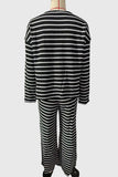 Striped Knit Crew Neck Pants Set