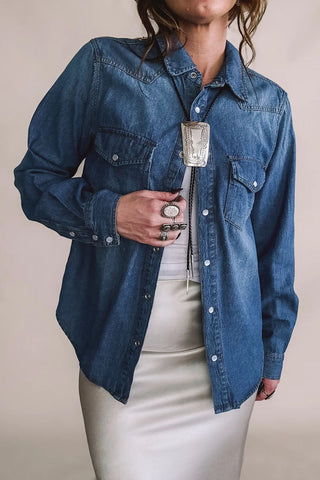 Long Sleeve Snap Button Western Shirt