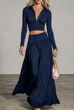 Zip-Front Crop Top and Maxi Skirt Set
