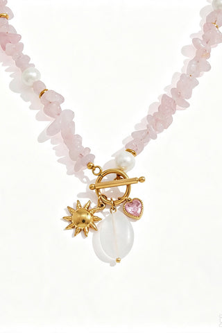 Chip Stone Toggle Charm Necklace