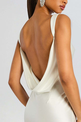 Satin Cowl Neck Mermaid Maxi Dress