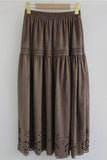 Smocked Waist Hollow-Out Midi Skirt