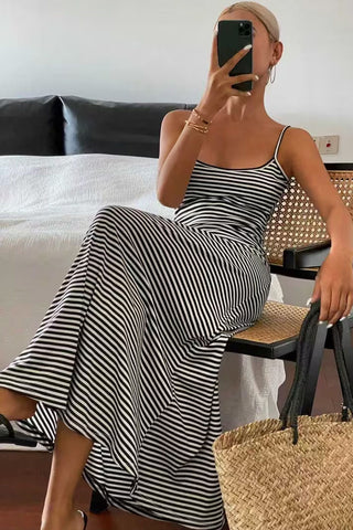 Striped Spaghetti Strap Maxi Dress