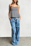 Floral Print Drawstring Wide-Leg Baggy Jeans