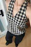 Gingham Halter Neck Tank Top