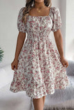 Off-Shoulder Smocked Casual Dress