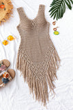 V-Neck Sleeveless Fringe Crochet Blouse