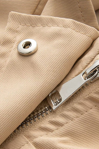 Stand Collar Drawstring Waist Jacket