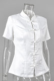 Frog Button Mandarin Collar Shirt