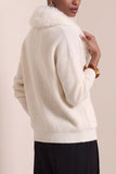 Faux Fur Collar Button-Front Knit Cardigan