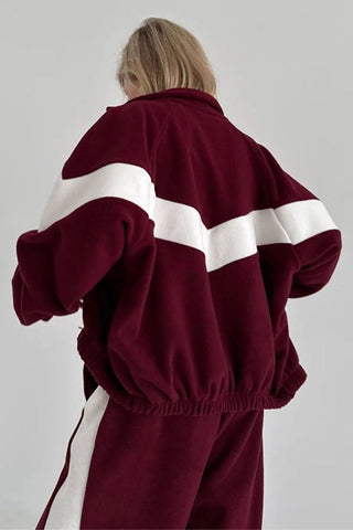 Colorblock Zip-Up Hoodie and Pants Activewear Set