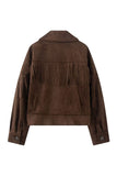 Fringe Lapel Button-Front Jacket