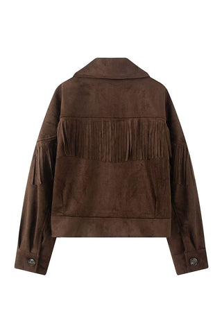 Fringe Lapel Button-Front Jacket