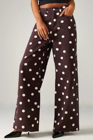 Polka Dot Wide-Leg Jeans