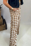 Gingham Plaid Tie Waist Pants