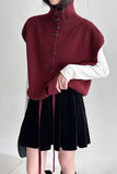 Collared Ribbed Knit Button-Front Vest