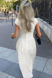 Polka Dot Cap Sleeve Maxi Dress