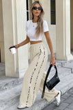 Drawstring Side-Stripe Wide-Leg Pants
