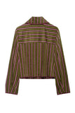 Striped Peter Pan Collar Toggle Jacket