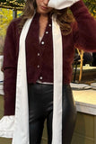 Mock Neck Button-Front Fuzzy Knit Cardigan