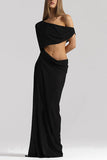 One-Shoulder Cutout Maxi Casual Dress