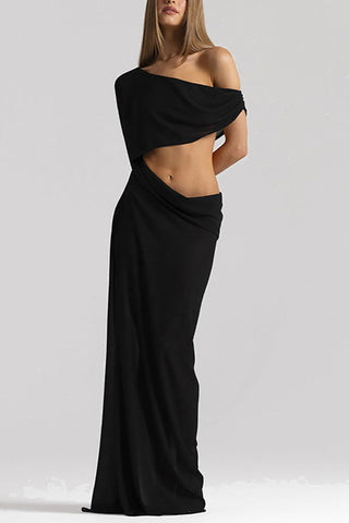 One-Shoulder Cutout Maxi Casual Dress