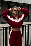 Colorblock Zip-Up Hoodie and Pants Activewear Set