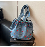 Cherry Drawstring Bucket Bag