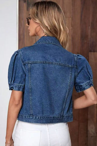 Puff Sleeve Crop Denim Jacket