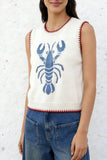 Cropped Crew Neck Lobster Vest