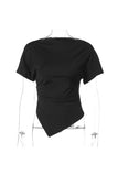 Ruched Asymmetrical Hem Short Sleeve Top