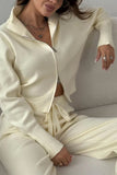 Zip-Front Mock Neck Knit Pants Set