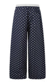 Polka Dot Drawstring Wide-Leg Casual Pants