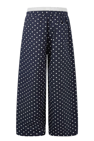 Polka Dot Drawstring Wide-Leg Casual Pants