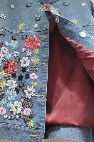 Sequin Floral Denim Jacket