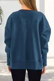 Crew Neck Side Slit Sweatshirt