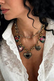 Enamel Heart Charm Layered Necklace