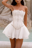 Lace Corset Top and Ruffle Mini Skirt Set