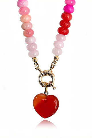Multi-Strand Beaded Necklace with Heart Charm