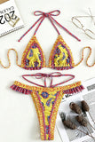 Patterned Triangle Bikini Set